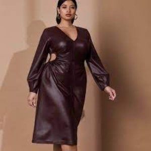 Eloquii Faux Leather Dress w/Cut Out Details. Size:16